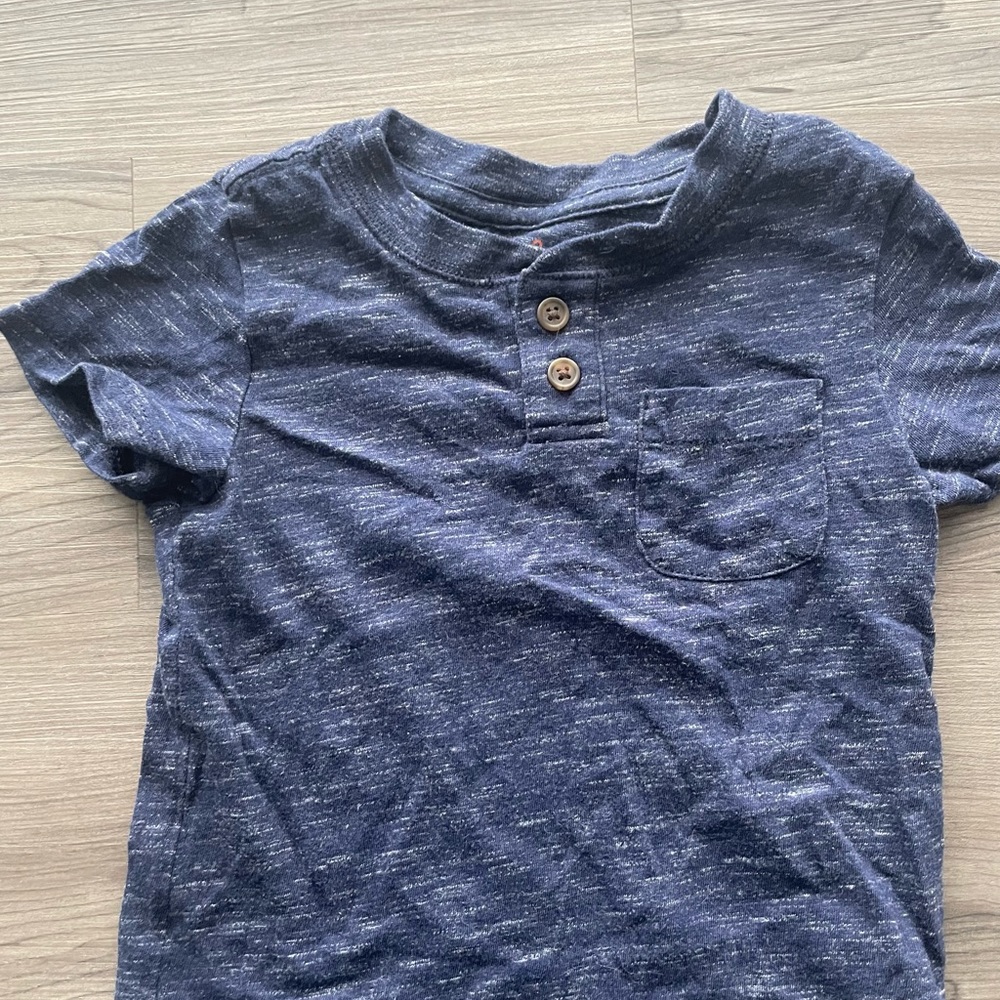 Cat & Jack Toddler Boy Blue Short Sleeve Tee 18 months, Brown Button Up - Picture 2 of 6